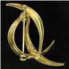 Image 4 : German Solid 14k Yellow Gold 5.9mm Round Cultured Pearl Textured Bird Brooch Pin