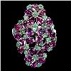 Image 1 : Natural Rhodolite Garnet &  Emerald Ring