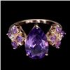 Image 1 : Natural Purple Amethyst White Topaz Ring