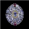 Image 1 : Natural Tanzanite Rhodolite Sapphire Ring