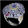 Image 2 : Natural Tanzanite Rhodolite Sapphire Ring