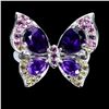 Image 1 : Natural  Amethyst Sapphire Butterfly Ring