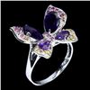 Image 2 : Natural  Amethyst Sapphire Butterfly Ring