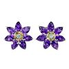 Image 1 : Natural Amethyst Emerald Sapphire Earrings