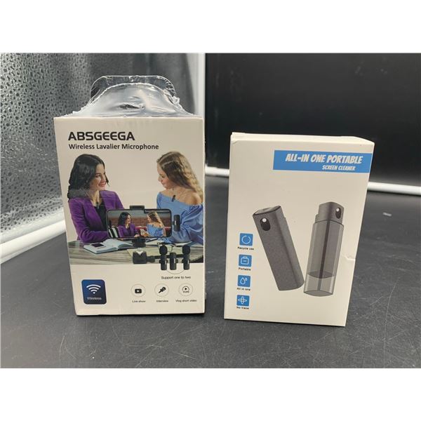 Absgeega Wireless Lavalier Microphone and All-In-One Portable Screen Cleaner