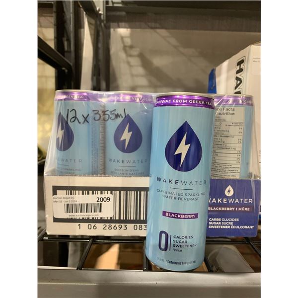 CASE LOT- Wake Water Blackberry Caffeinated Sparkling Water Beverage 12 x 355ml