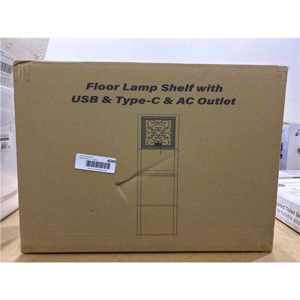 Floor Lamp Shelf with USB & Type C & AC Outlet