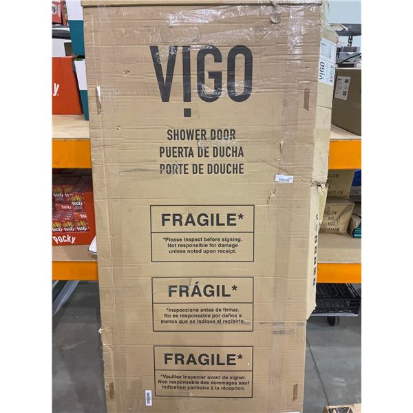 Vigo Shower Door Clear Glass Shower Door Matte Brushed Gold 52" - 56"W x 74" H