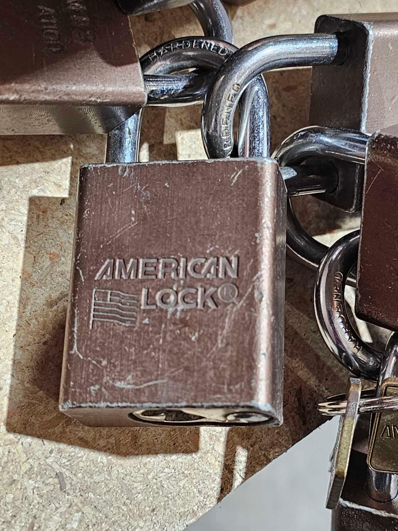 Branded Lock Lot of 21 American Lock Brand Locks - Like Keyed - with Keys