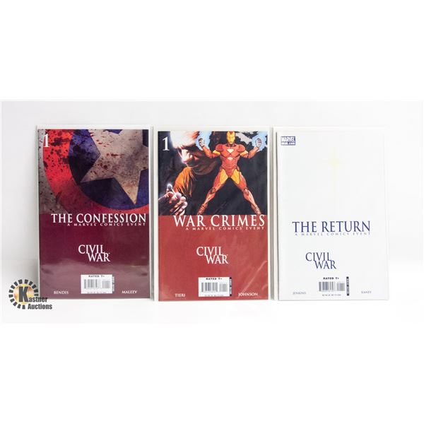 CIVIL WAR --- THREE #1 COMICS