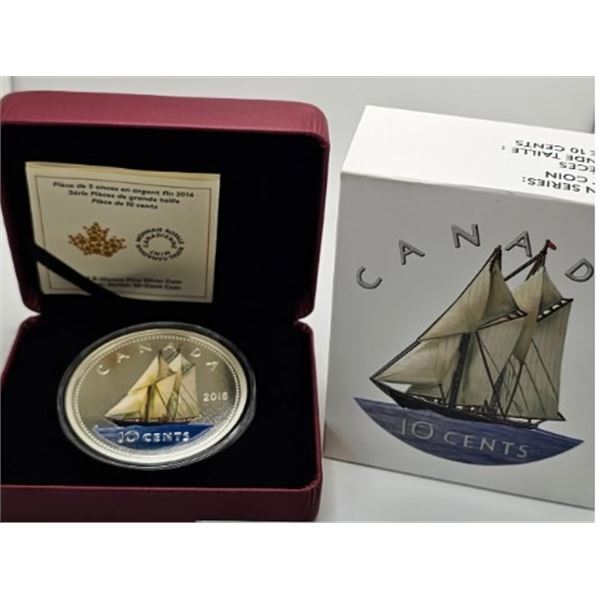 10 CENTS 2016 5OZ COLORÉ BLEU FINE SILVER .999