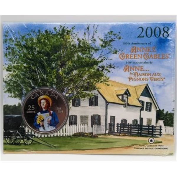 25 CENTS 2008 /100TH ANNIVERSARY OF ANNE GREEN GABLES/100EME ANNIVERSAIRE DE ANNE LA MAISON AUX PIGN