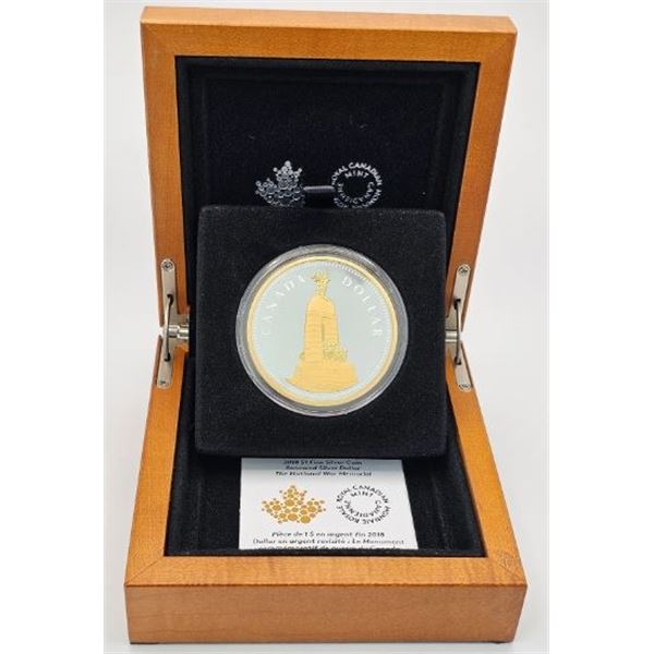 1 DOLLAR 2018 NATIONAL WAR MEMORIAL FINE SILVER .999 2OZ