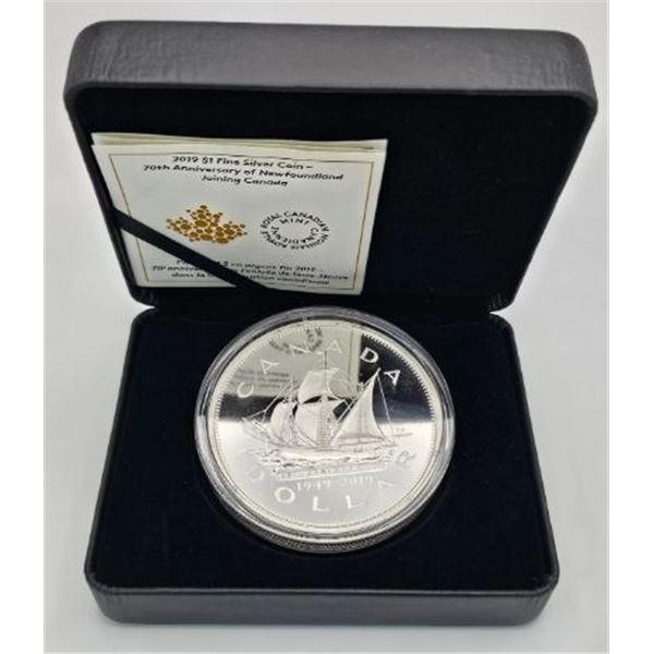 1 DOLLAR 2019 70TH NEWFOUNDLAND JOINING CANADA 5OZ