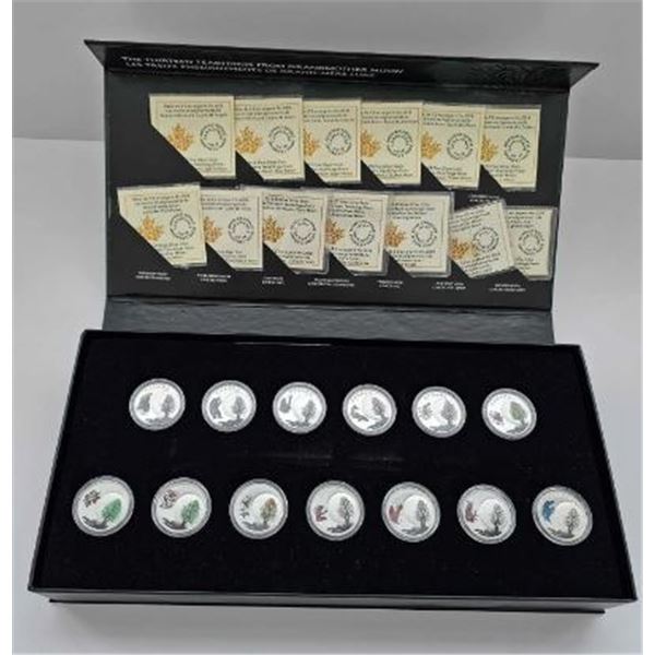 3 DOLLARS 2018 ENSEMBLE 13 PIÈCES LES 13 ENSEIGNEMENTS DE GRAND-MERE LUNE FINE SILVER .999