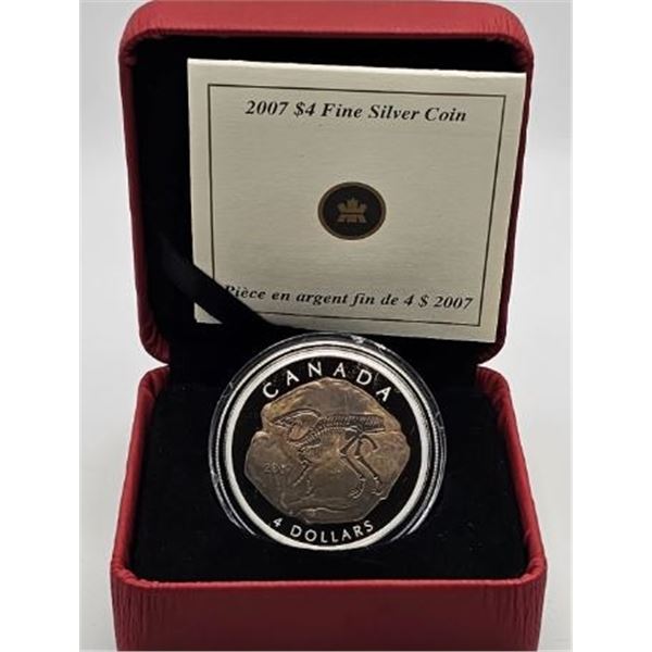 4 DOLLARS 2007 PARASAUROLOPHUS 623427 FINE SILVER .999
