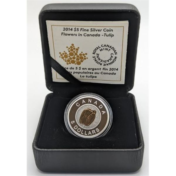 5 DOLLARS 2014 FLEUR DU CANADA TULIPE NIOBIUM ET FINE SILVER .999