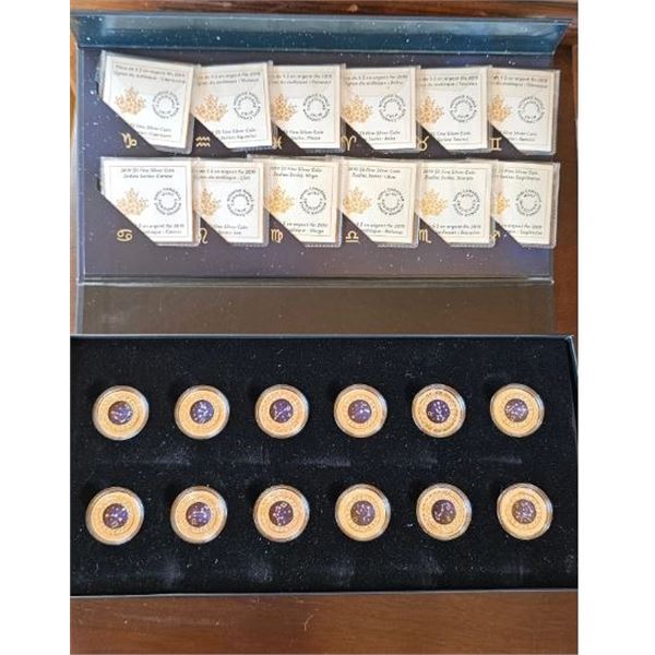 5 DOLLARS 2019 12 COINS LES SIGNES DU ZODIAQUE FINE SILVER .999