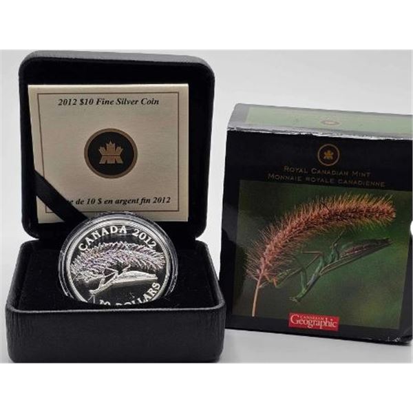 10 DOLLARS 2012 MANTE RELIGIEUSE FINE SILVER .999