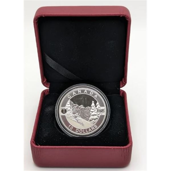 10 DOLLARS 2014 LES PENTES DE SKI CANADIENNES FINE SILVER .999 PAS DE COA