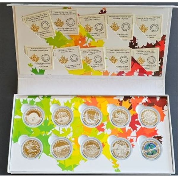 10 DOLLARS 2014 ENSEMBLE 10 PIECE O CANADA FINE SILVER .999