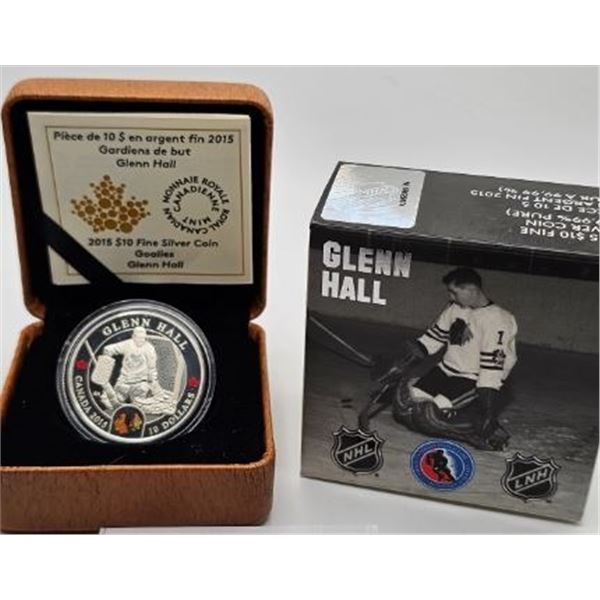 10 DOLLARS 2015 GARDIENS DE BUT : GLENN HALL FINE SILVER .999