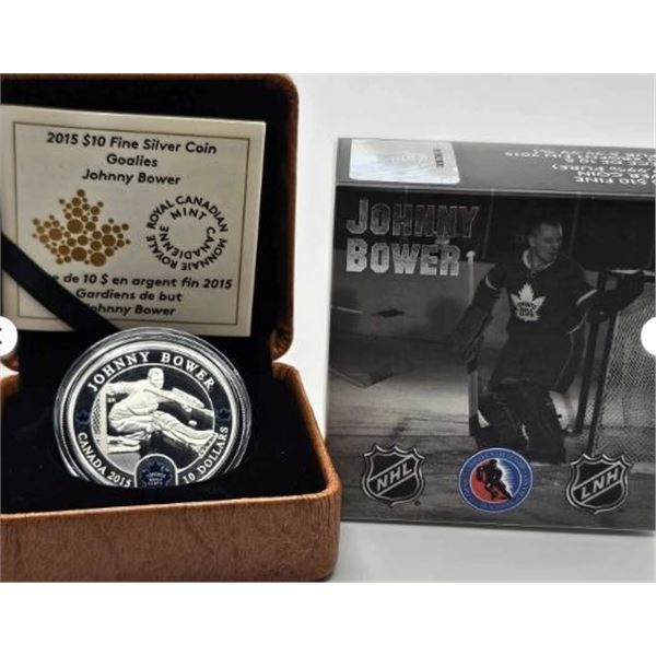 10 DOLLARS 2015 GARDIENS DE BUT : JOHNNY BOWER FINE SILVER .999