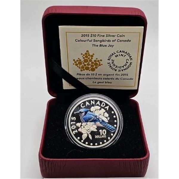 10 DOLLARS 2015 LE GEAI BLEU FINE SILVER .999