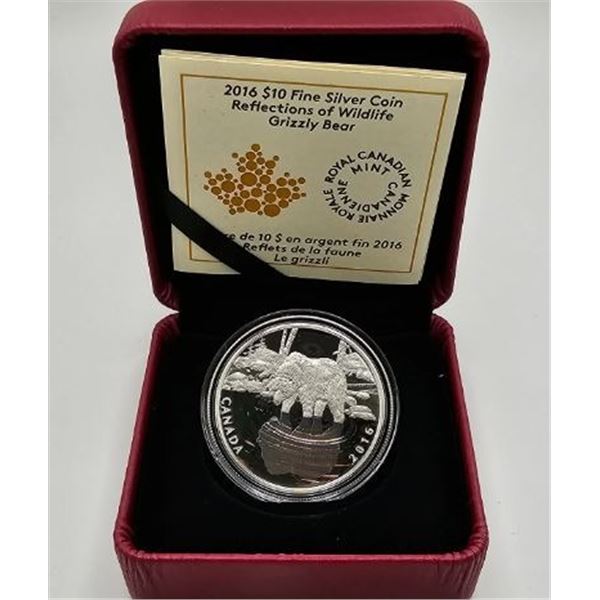 10 DOLLARS 2016 LE GRIZZLY REFLET DE LA FAUNE FINE SILVER .999