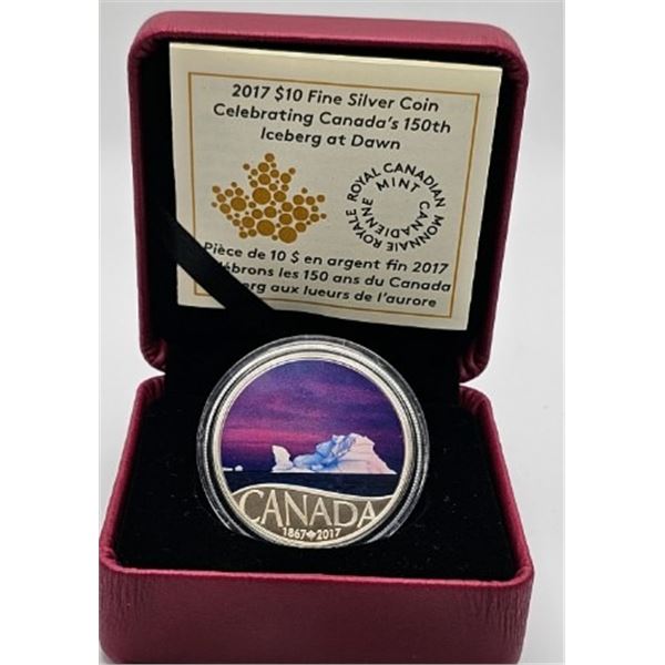10 DOLLARS 2017 ICEBERG AUX LUEURS DE L'AURORE - TERRE-NEUVE-ET-LABRADOR CRACKED CAPSULE FINE SILVER