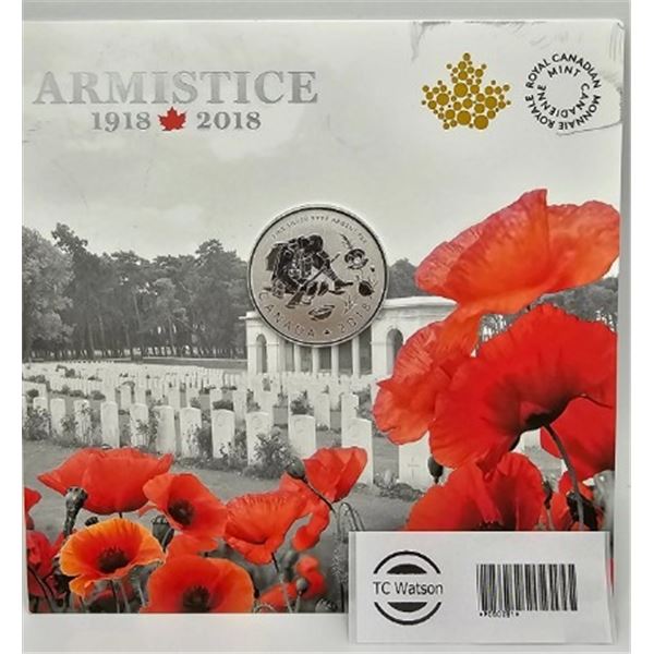 10 DOLLARS 2018 ARMISTICE FINE SILVER .999 CARDBOARD DAMAGE