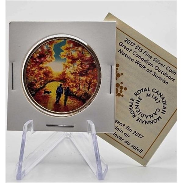 15 DOLLARS 2017 PROMENADE A L'AUBE FINE SILVER .999