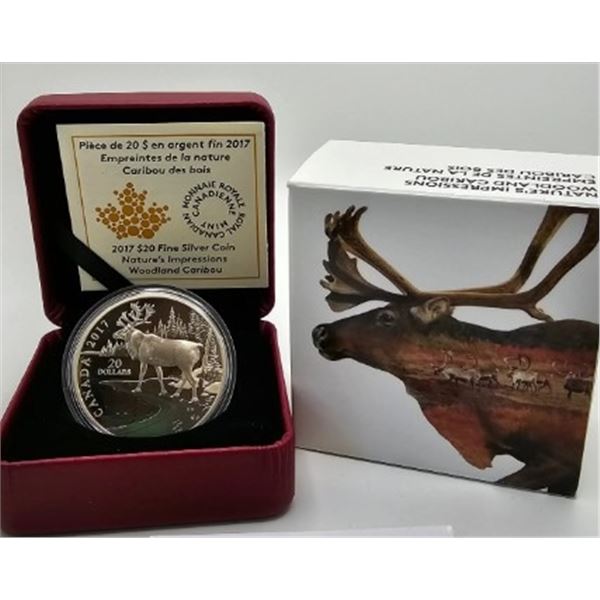 20 DOLLARS 2017 CARIBOU DES BOIS FINE SILVER .999