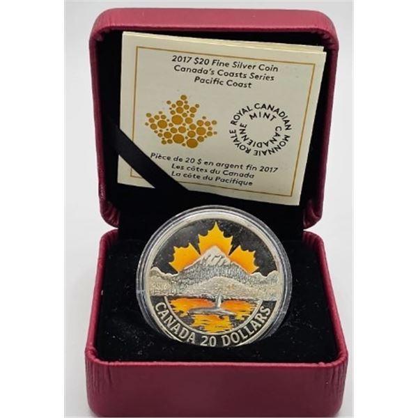 20 DOLLARS 2017 CÔTE DU PACIFIQUE FINE SILVER .999 CRACKED CAPSULE
