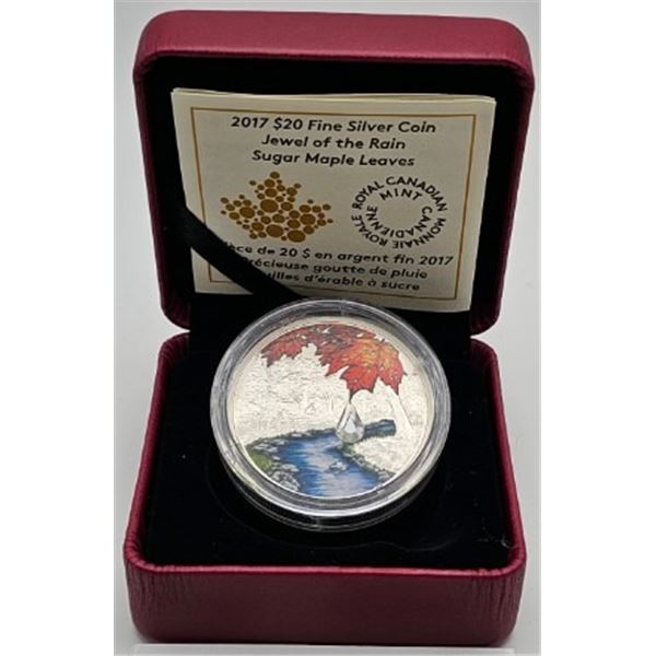 20 DOLLARS 2017 FEUILLES D'ERABLE À SUCRE FINE SILVER .999 CRACKED CAPSULE