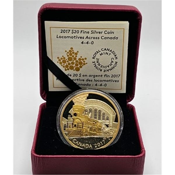 20 DOLLARS 2017 LA LOCOMOTIVE 4-4-0 FINE SILVER .999 CRACKED CAPSULE