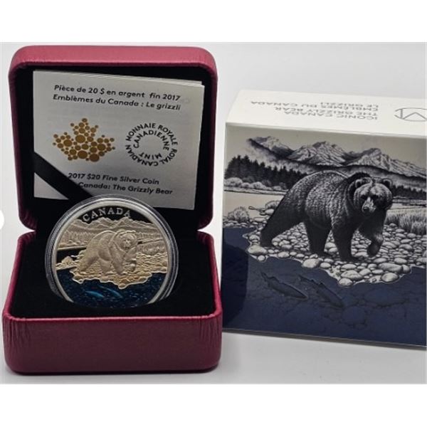 20 DOLLARS 2017 LE GRIZZLI FINE SILVER .999