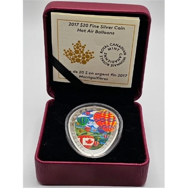 20 DOLLARS 2017 MONTGOLFIÈRES FINE SILVER .999 CRACKED CAPSULE