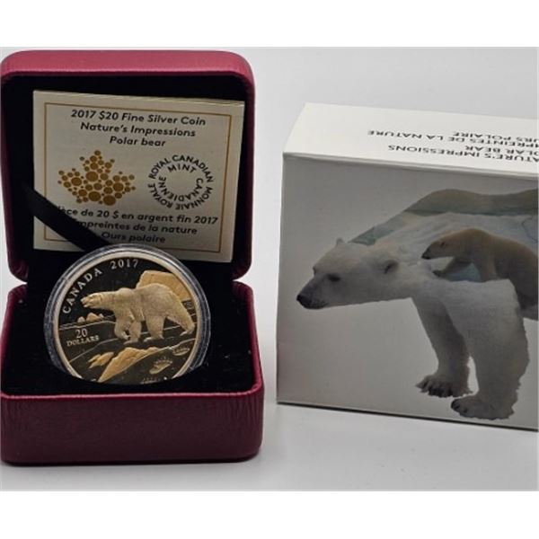 20 DOLLARS 2017 OURS POLAIRE FINE SILVER .999 BROKED CAPSULE