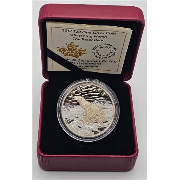 20 DOLLARS 2017 OURS POLAIRE FINE SILVER .999