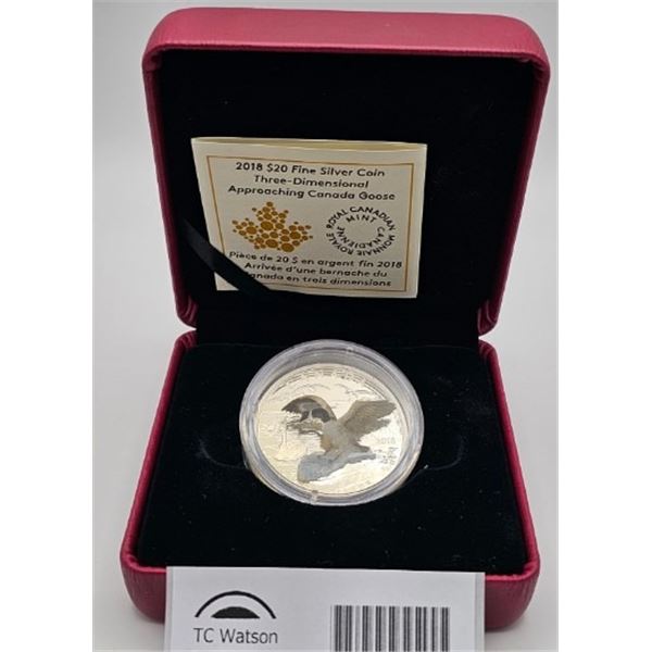 20 DOLLARS 2018 L'ARRIVEE DE LA BERNACHE DU CANADA FINE SILVER .999 CRACKED CAPSULE