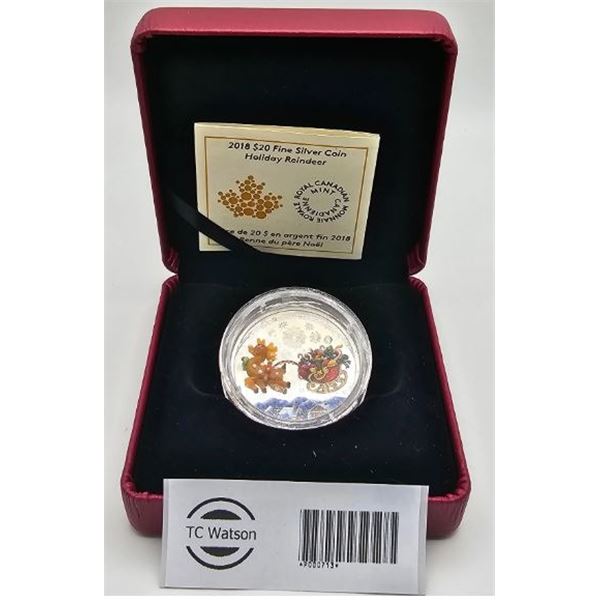 20 DOLLARS 2018 RENNE DU PÈRE-NOËL FINE SILVER .999 BROKED CAPSULE