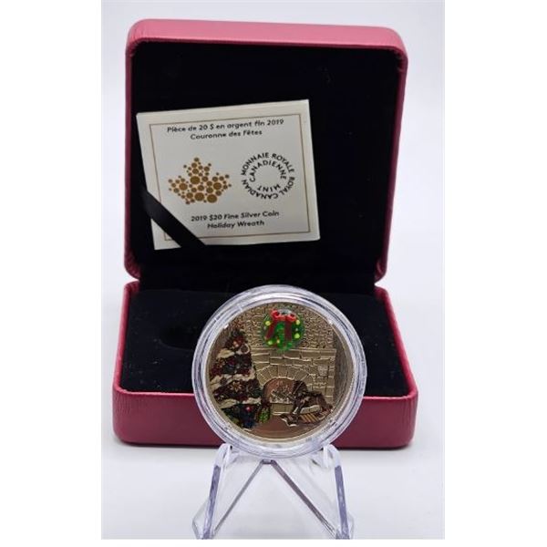 20 DOLLARS 2019 LA COURONNE DES FETES FINE CRACKED CAPSULE SILVER .999