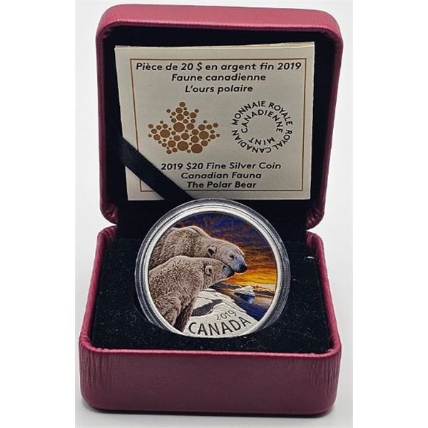 20 DOLLARS 2019 OURS POLAIRE FINE SILVER .999