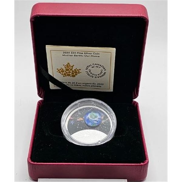 20 DOLLARS 2020 LA TERRE MÈRE NOTRE PLANÈTE FINE SILVER .999 CAPSULE CRAQUER
