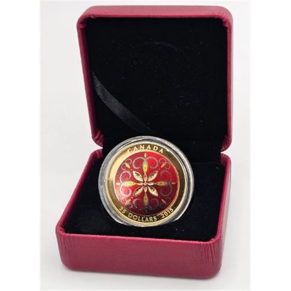 25 DOLLARS 2015 DECORATIONS DE NOEL FINE SILVER .999 PAS DE COA
