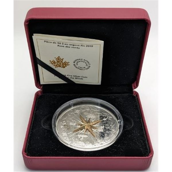 50 DOLLARS 2019 ROSE DES VENTS FINE SILVER .999