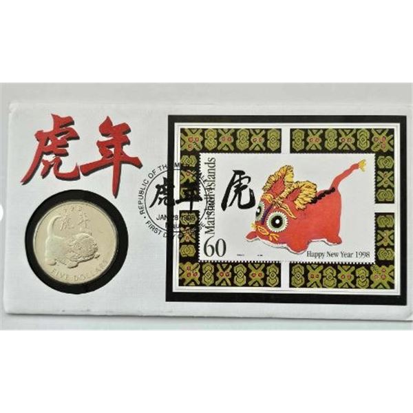 5 DOLLARS 1998 MARSHALL ISLAND ANNEE DU TIGRE