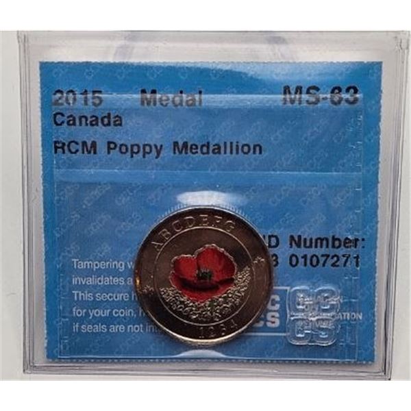 MEDAL 2015 RCM POPPY MEDALLION CCCS MS-63