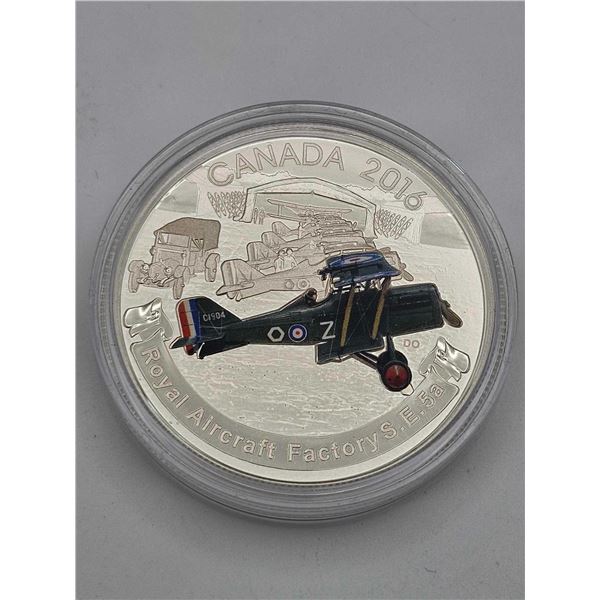 20 DOLLARS 2016 ROYAL AIRCRAFT FACTORY S.E.5A FINE SILVER .999